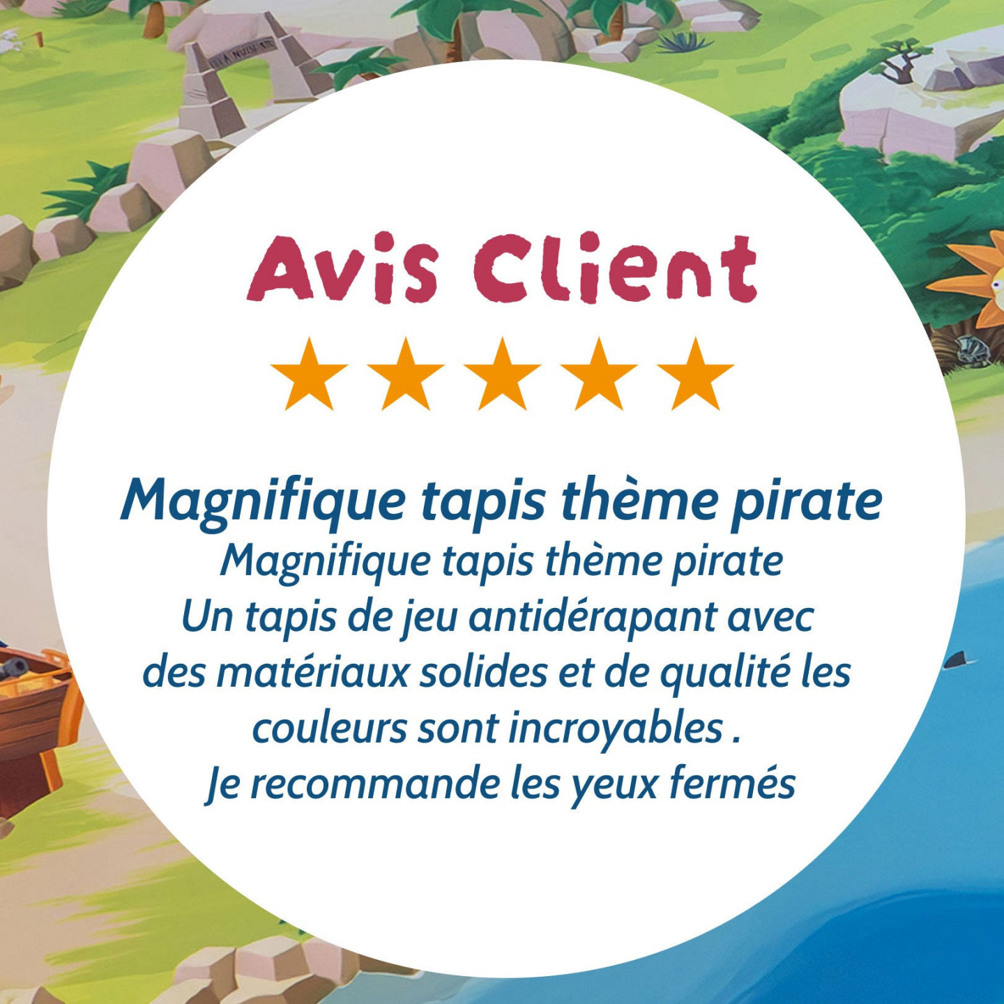 Tapis Chifoumi - Tapis de jeu pour enfant “Tortuga Bay” - 150x100cm