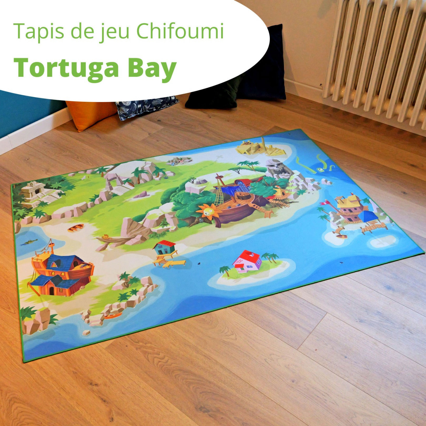 Tapis Chifoumi - Tapis de jeu pour enfant “Tortuga Bay” - 150x100cm