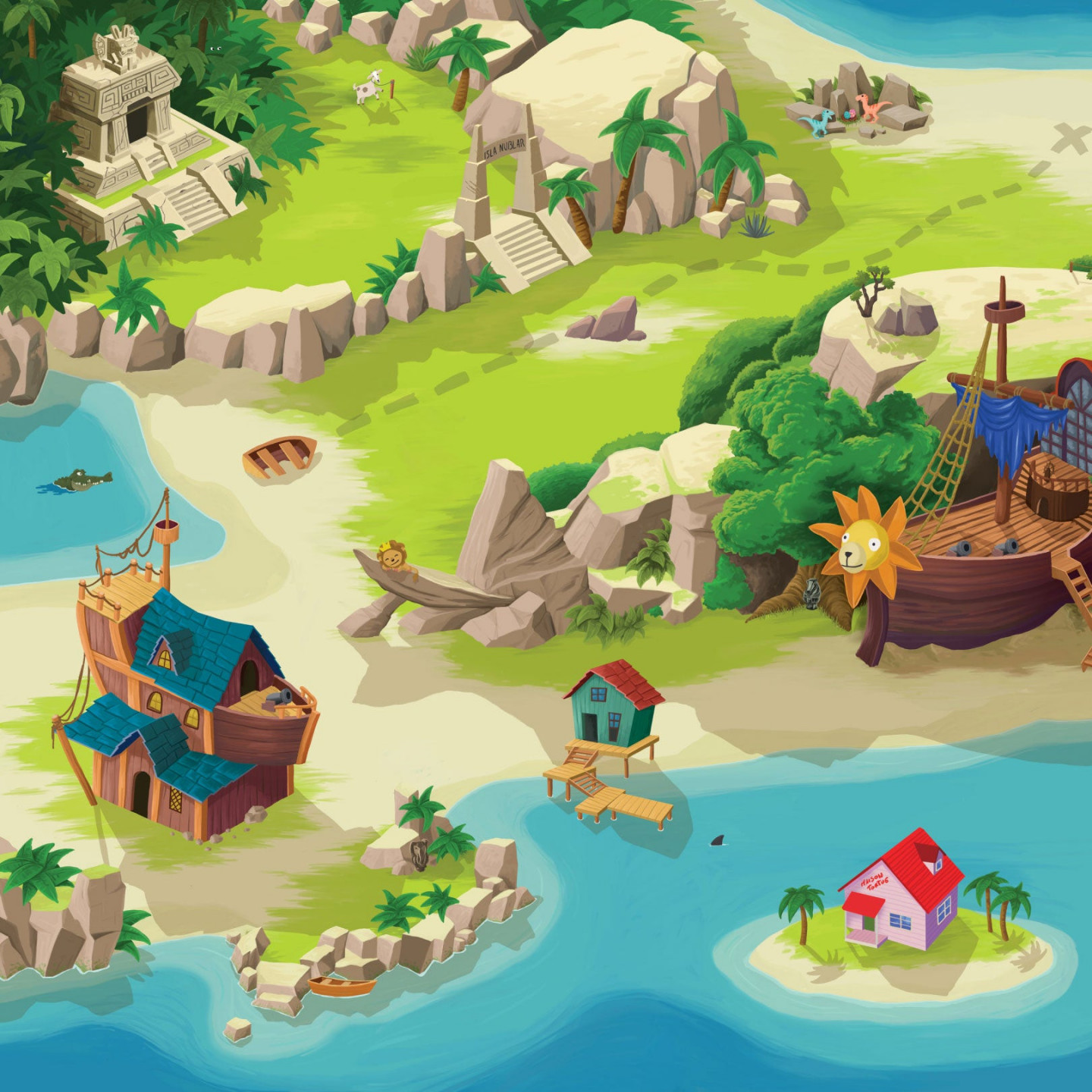 Tapis Chifoumi - Tapis de jeu pour enfant “Tortuga Bay” - 150x100cm