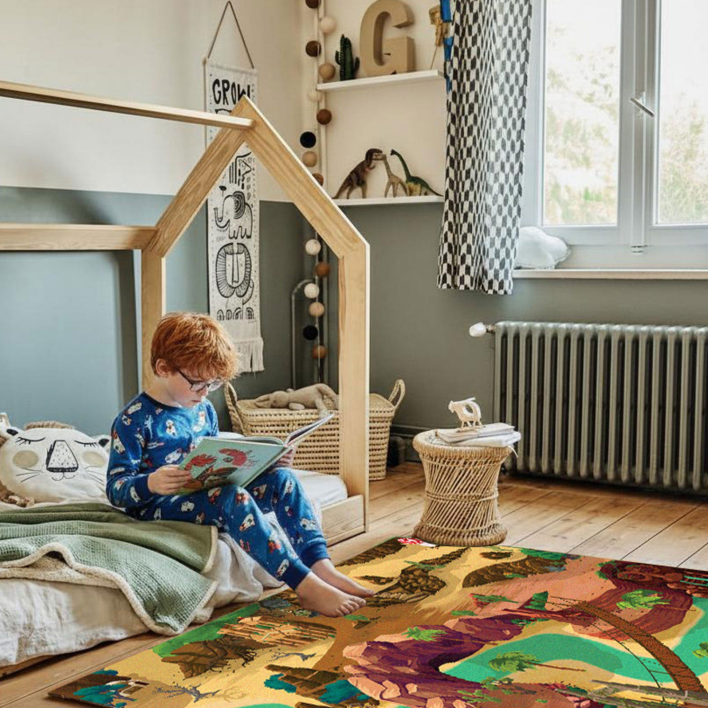 Tapis Chifoumi - Tapis de jeu pour enfants “Adventureland” - 150x100cm