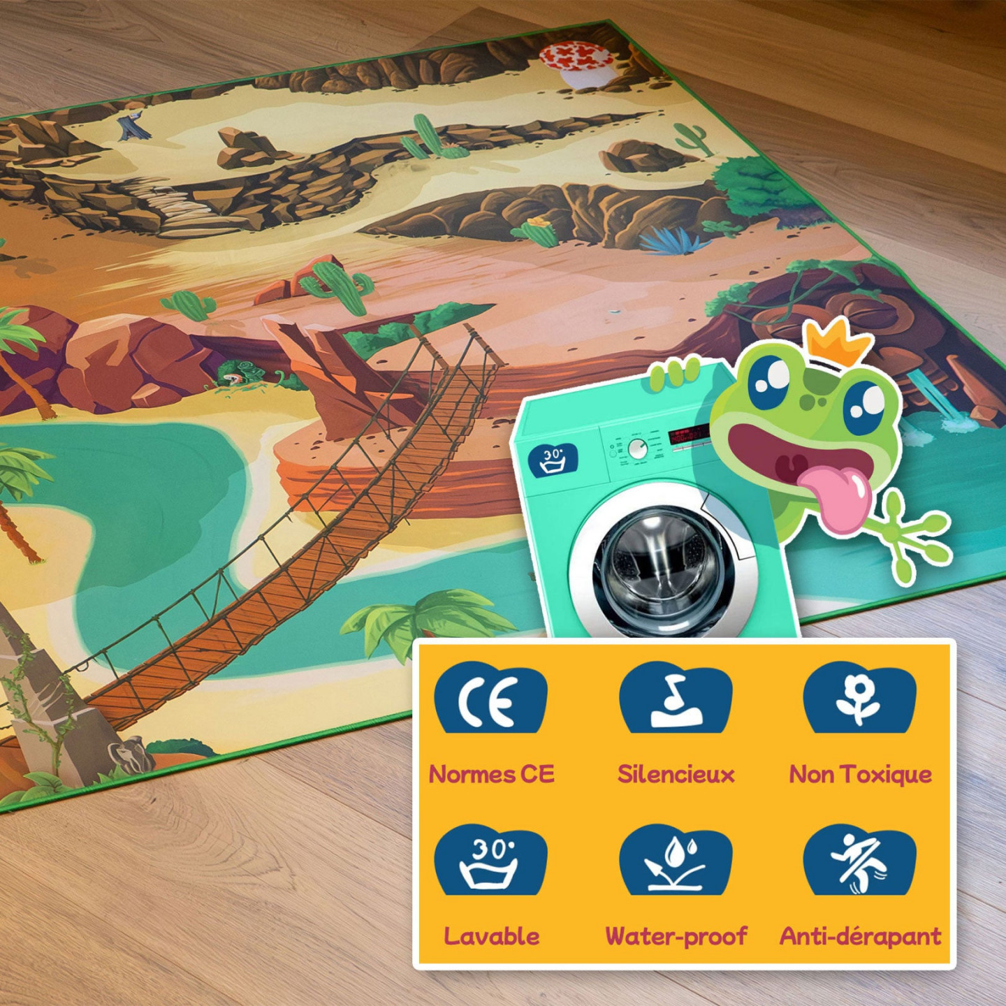 Tapis Chifoumi - Tapis de jeu pour enfants “Adventureland” - 150x100cm