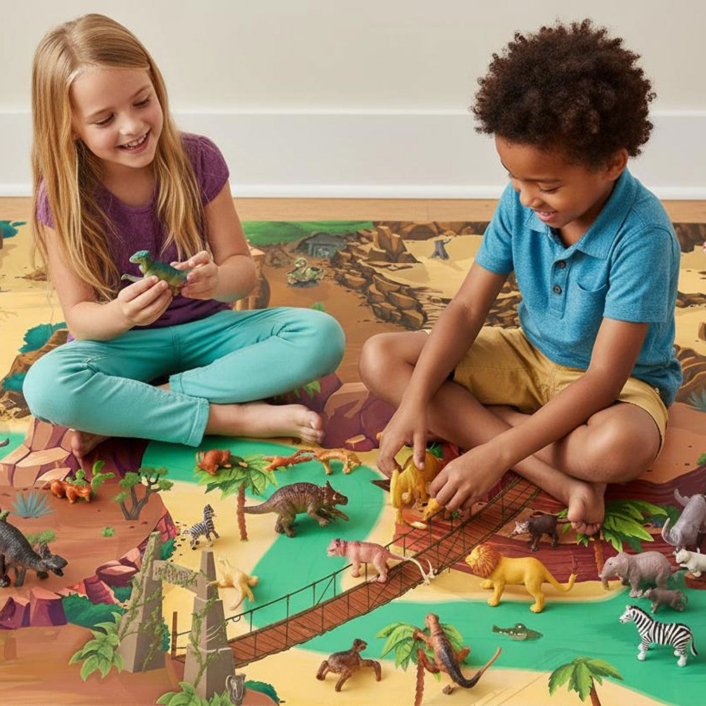Tapis Chifoumi - Tapis de jeu pour enfants “Adventureland” - 150x100cm