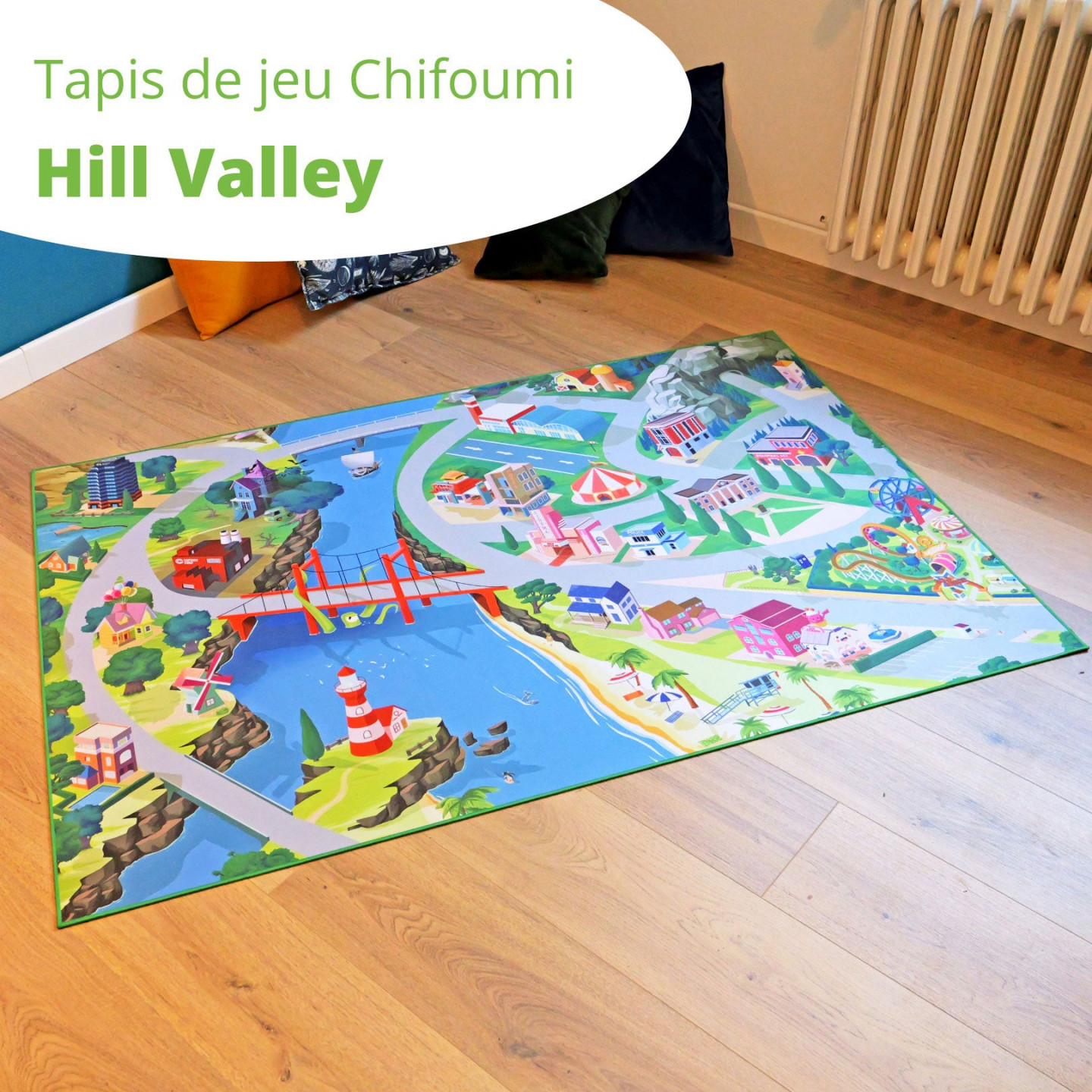 Chifoumi - tapis de jeu pour enfants "Hill Valley" - 150x100cm