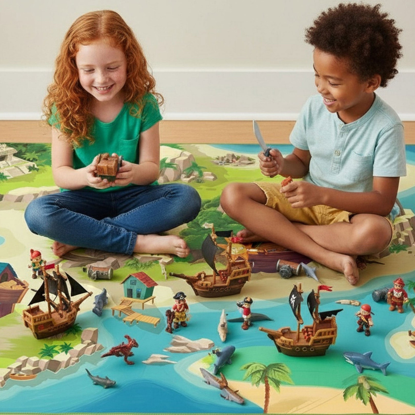 Tapis Chifoumi - Tapis de jeu pour enfant “Tortuga Bay” - 150x100cm